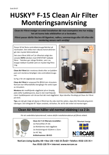 Montering F15 Clean Airfilter